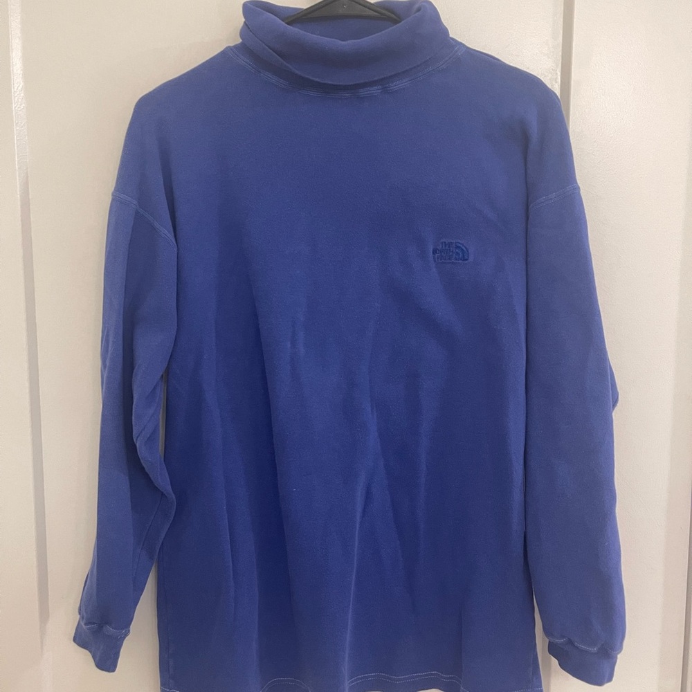 Vintage 90s Cotton The North Face Turtleneck Shirt in Blue